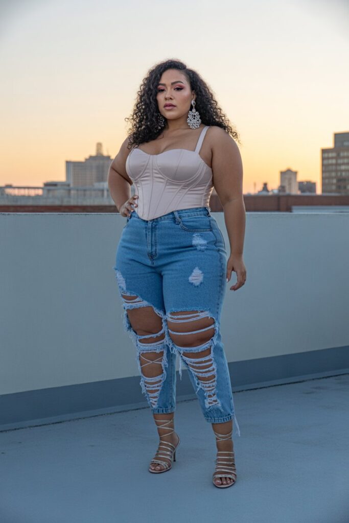 Ripped Jeans + Corset Top
