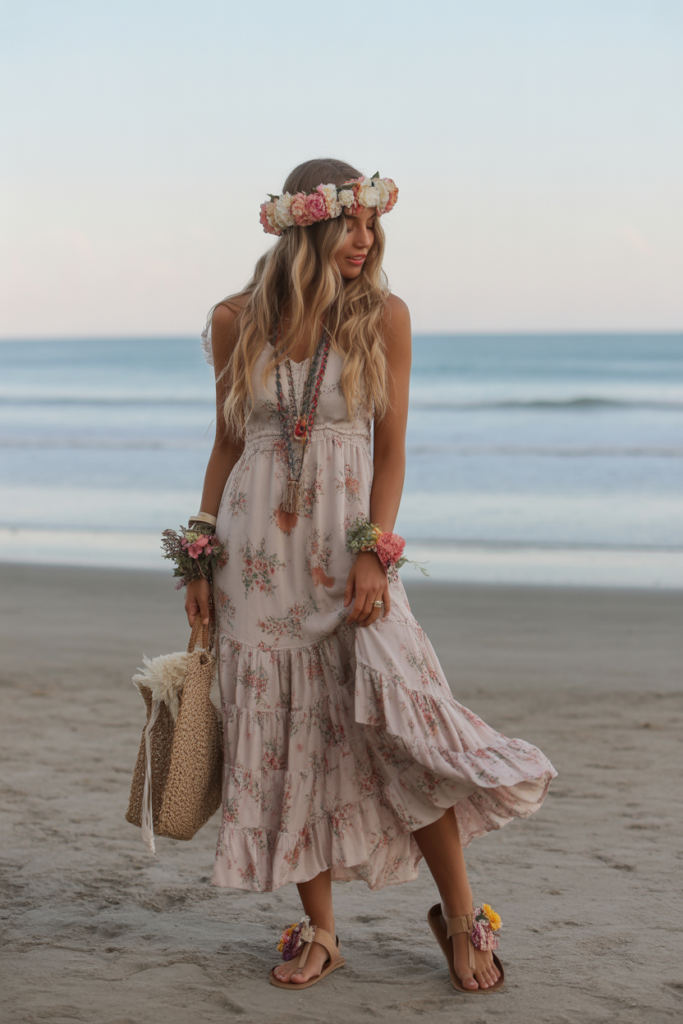 Ruffled Maxi Dress + Barefoot Sandals