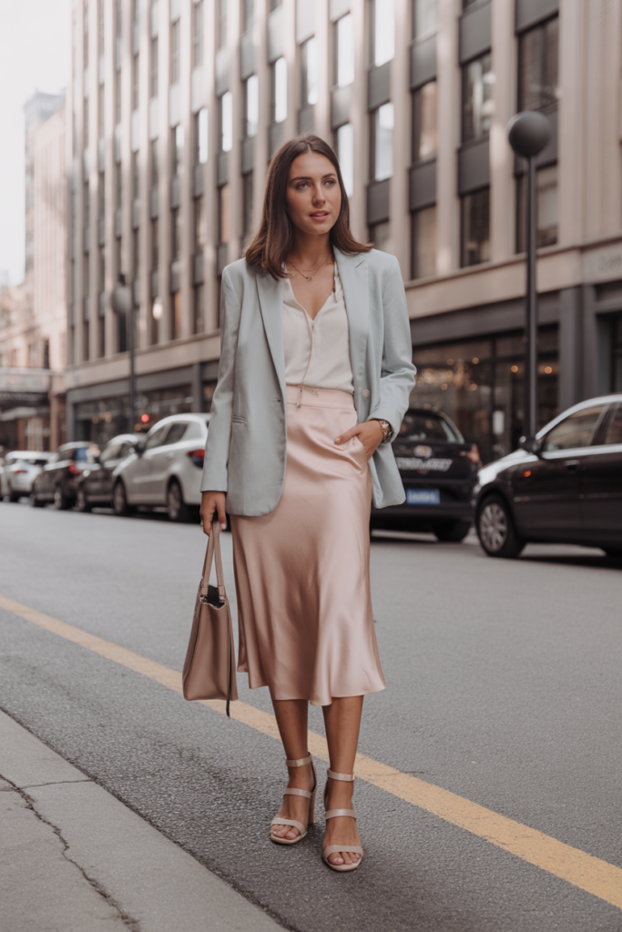 Satin Skirt + Blazer