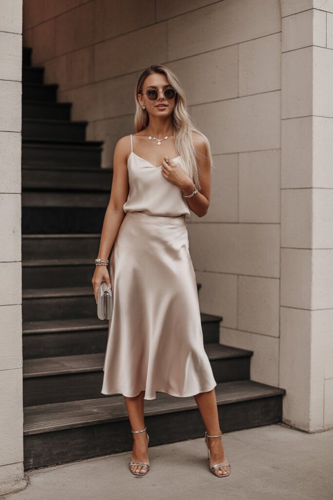 Satin Skirt + Silk Cami