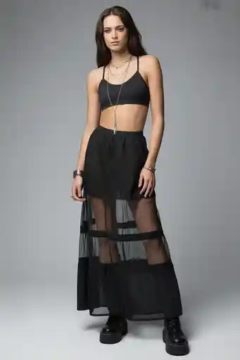 Sheer Black Maxi Skirt + Crop Top