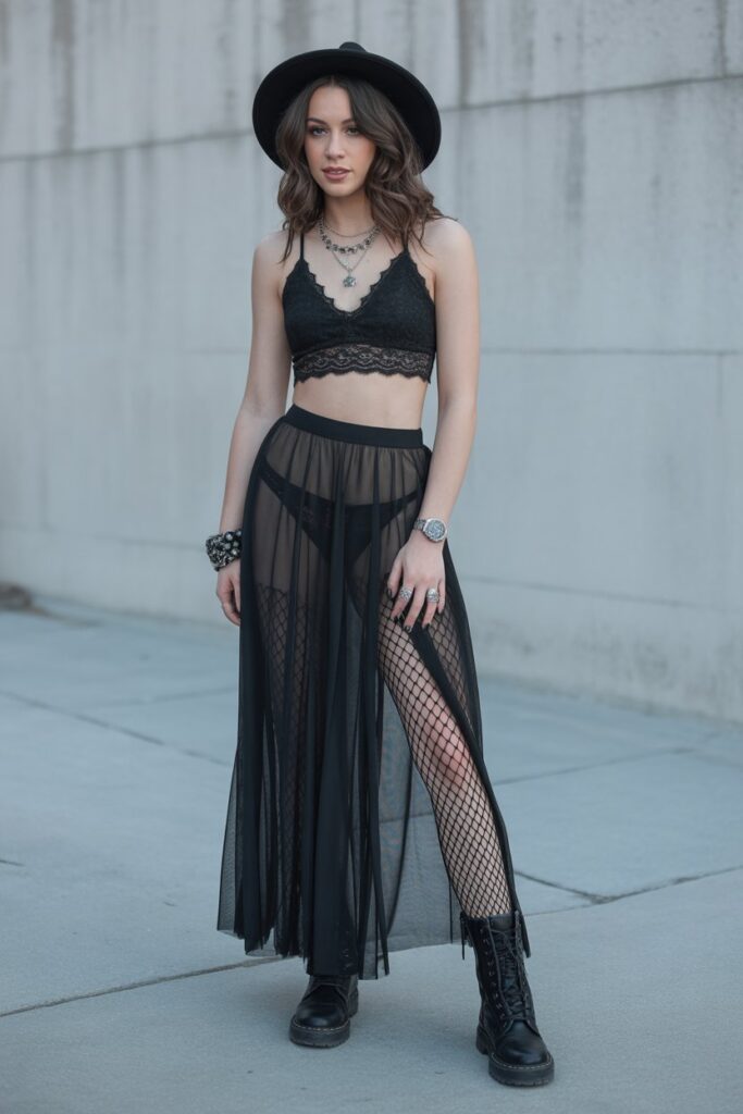 Sheer Maxi Skirt + Crop Top