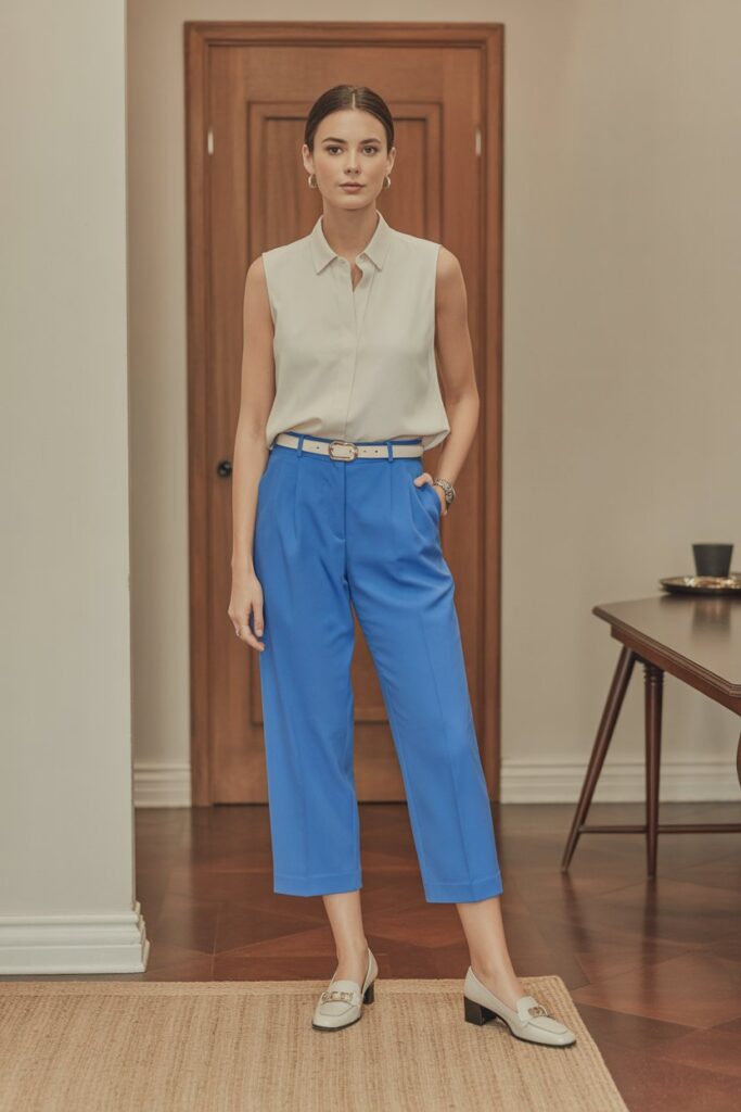 Sleeveless Blouse + Cropped Pants