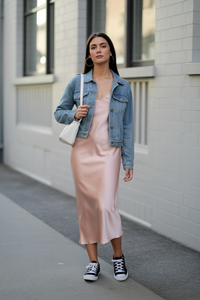 Slip Dress With A Denim Jacket