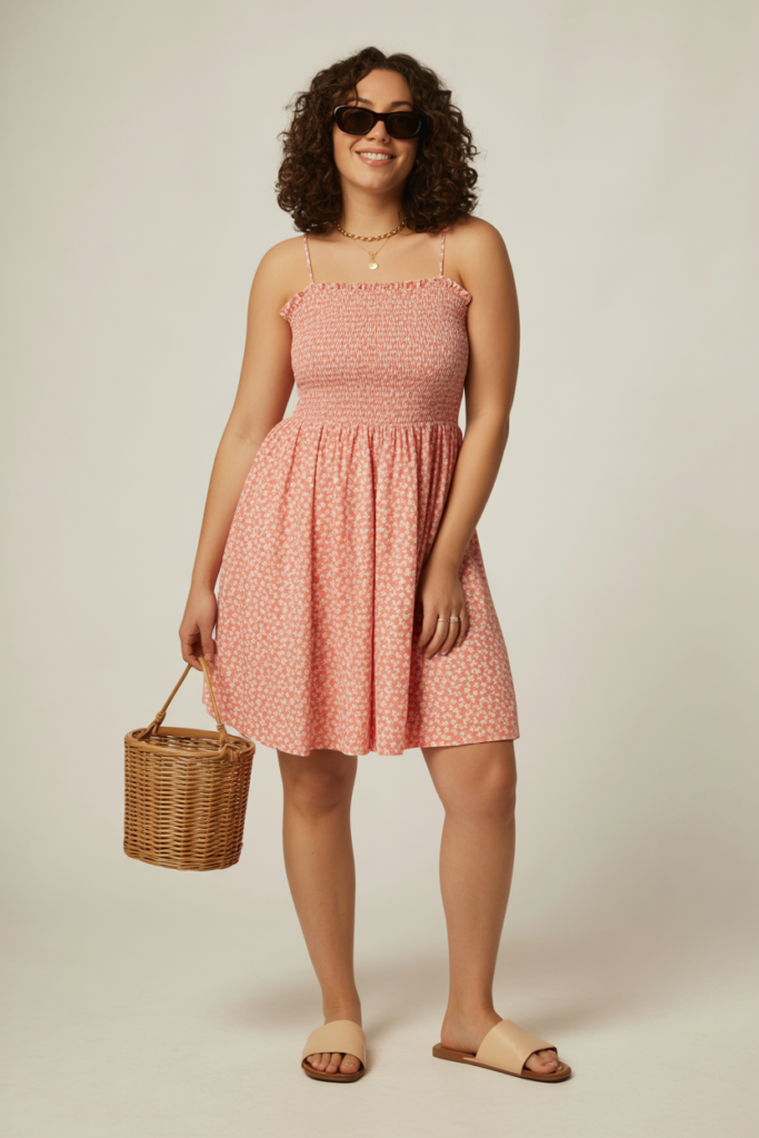 Smocked Sundress With Slides