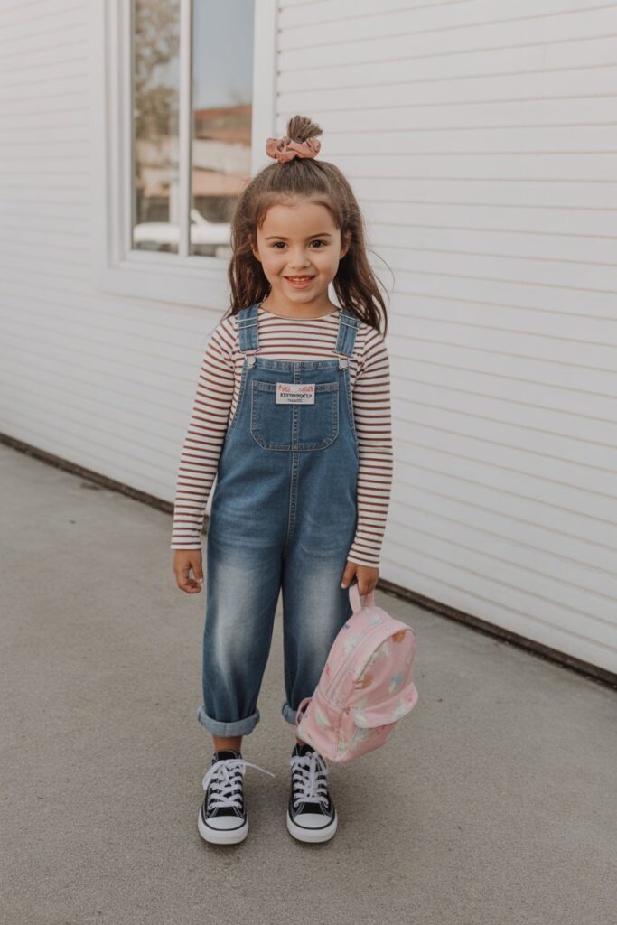 Striped Long Sleeve + Overalls