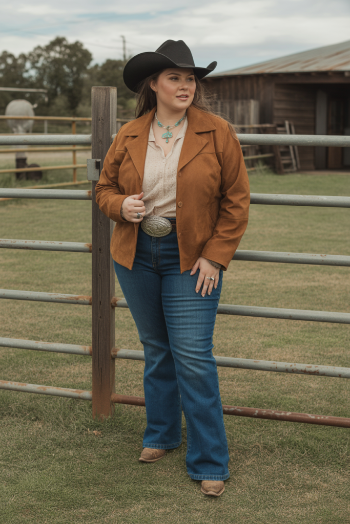 Suede Jacket + Bootcut Jeans For A Timeless Combo