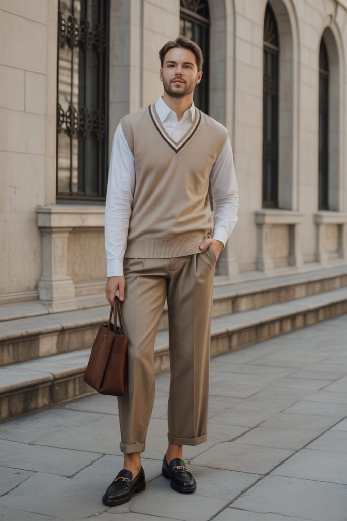 Sweater Vest + Button-Down