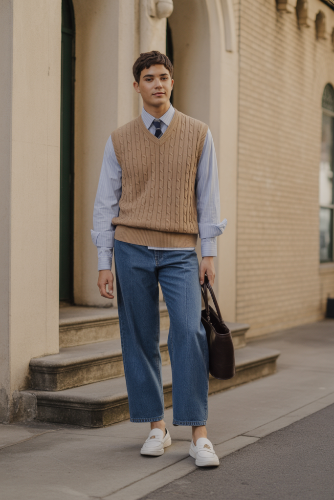 Sweater Vest + Button-Up Shirt