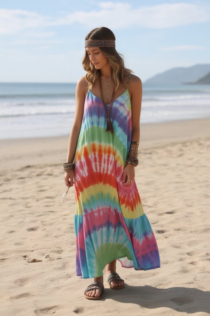 Tie-Dye Maxi Dress + Sandals
