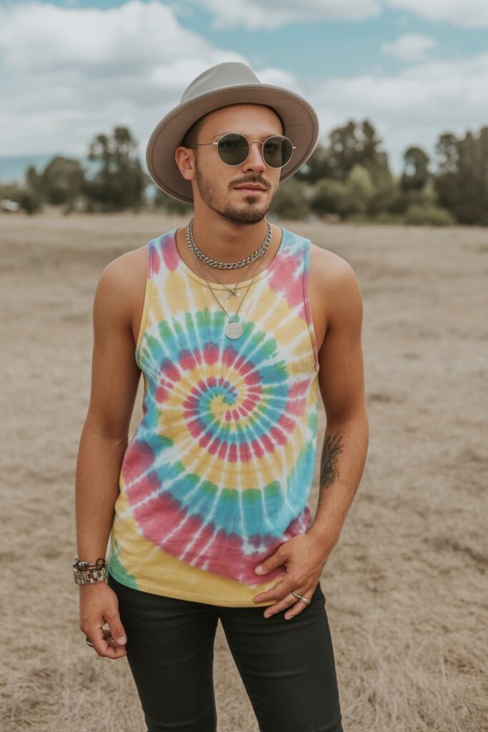 Tie-Dye Tank + Black Pants