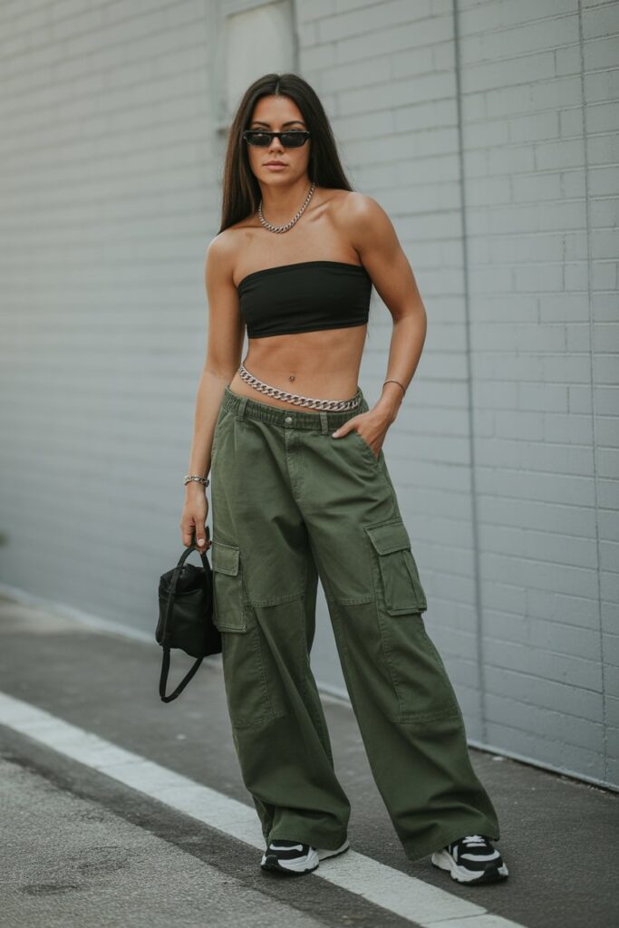 Tube Top + Cargo Pants For Urban Edge