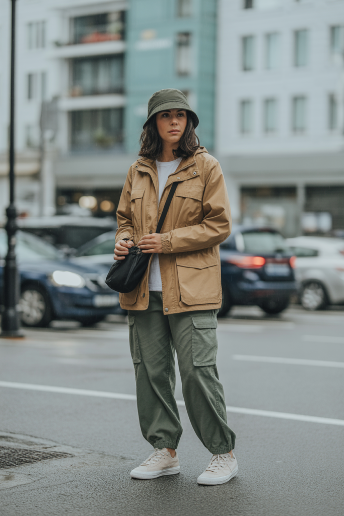 Utility Jacket + Cargo Pants + Sneakers