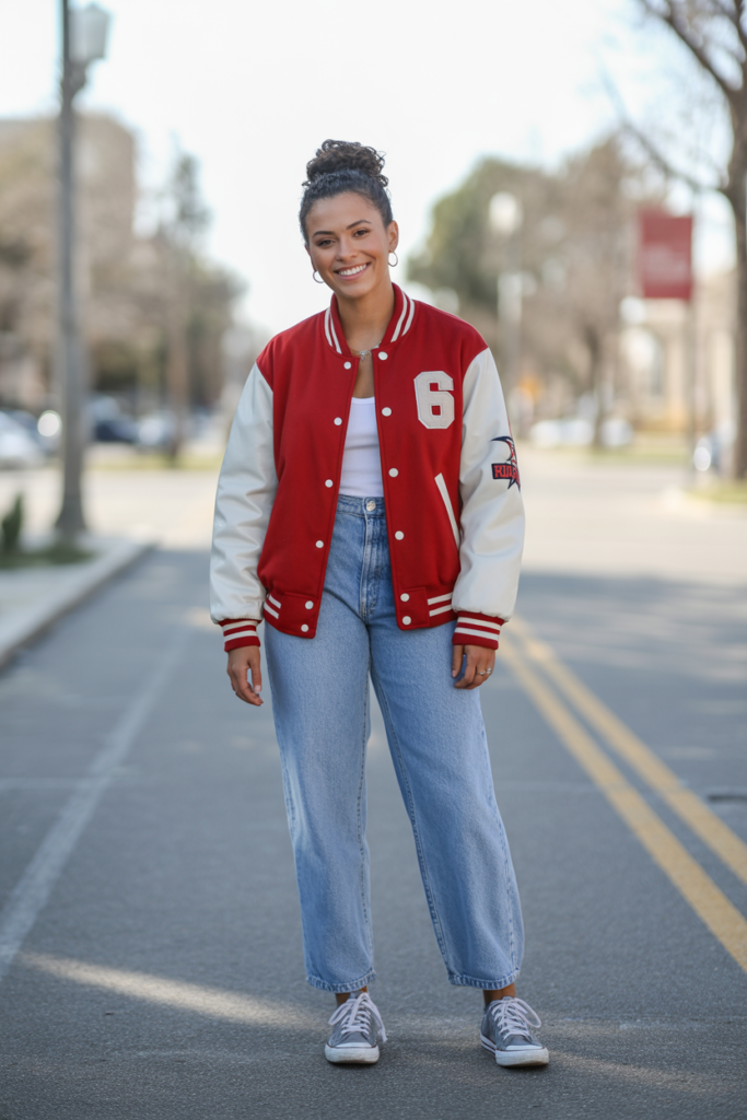 Varsity Jacket + Jeans