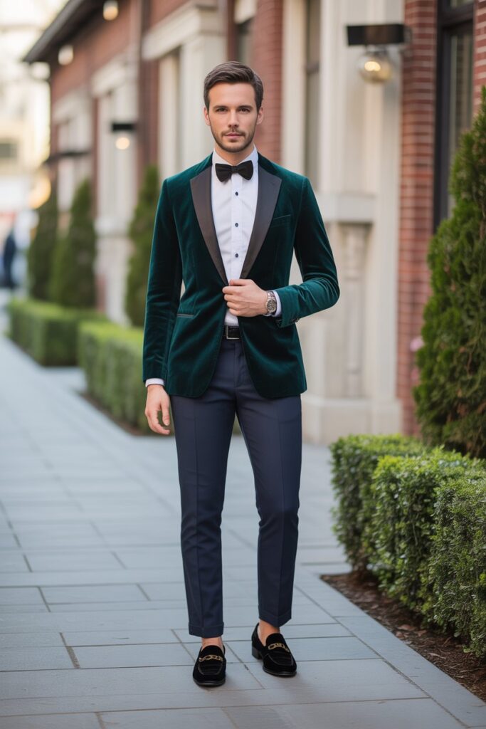 Velvet Blazer + Slim Trousers