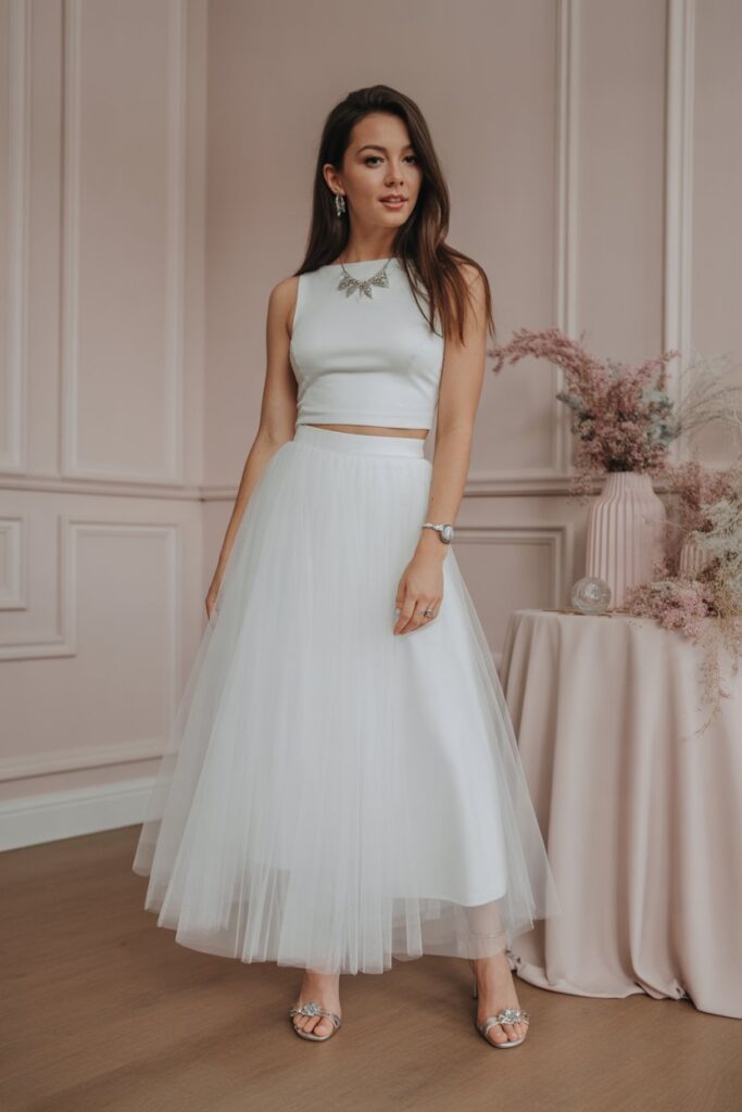 White Tulle Skirt + Fitted Top
