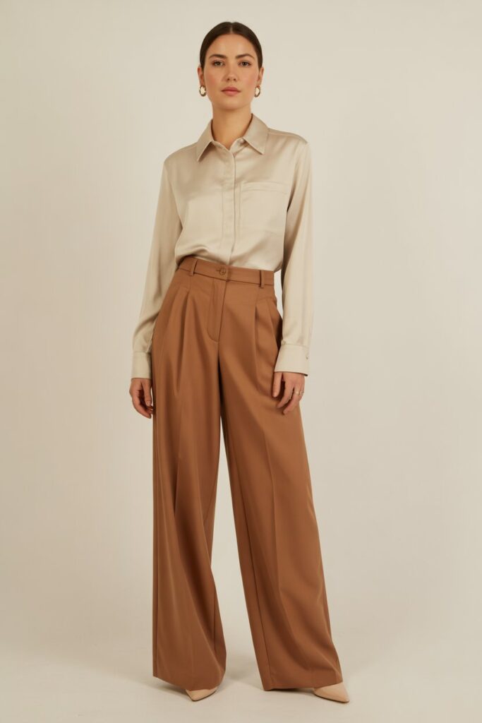 Wide-Leg Trousers + Fitted Blouse
