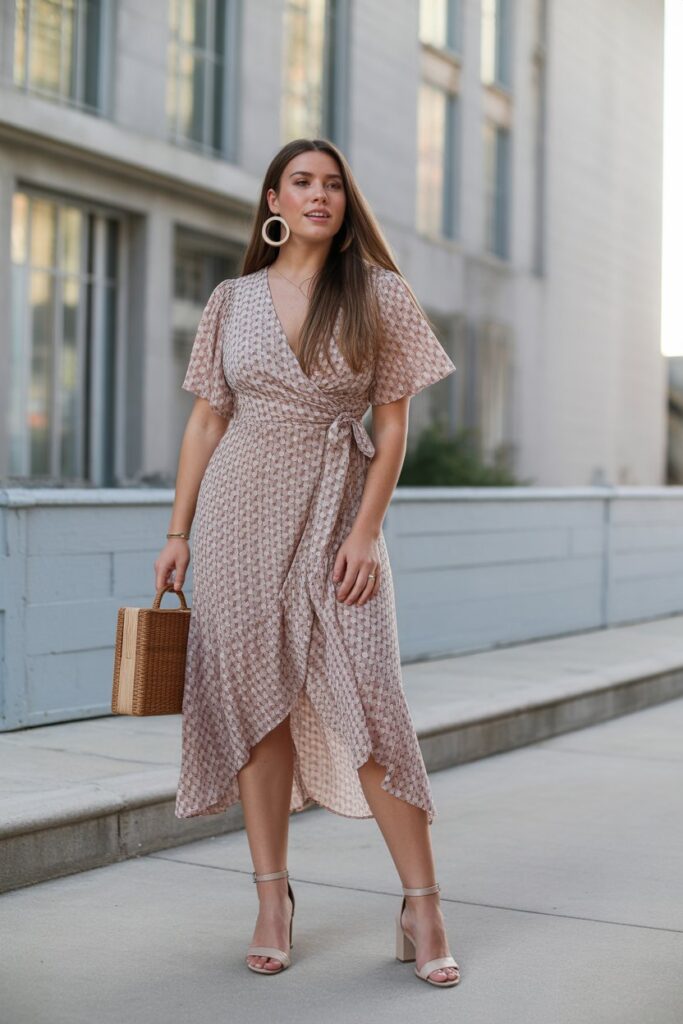 Wrap Dress + Block Heels