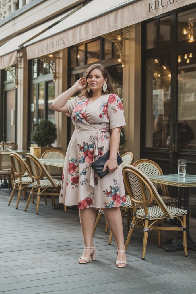 Wrap Dress + Block Heels