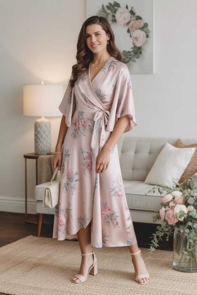 Wrap Dress With Block Heels s
