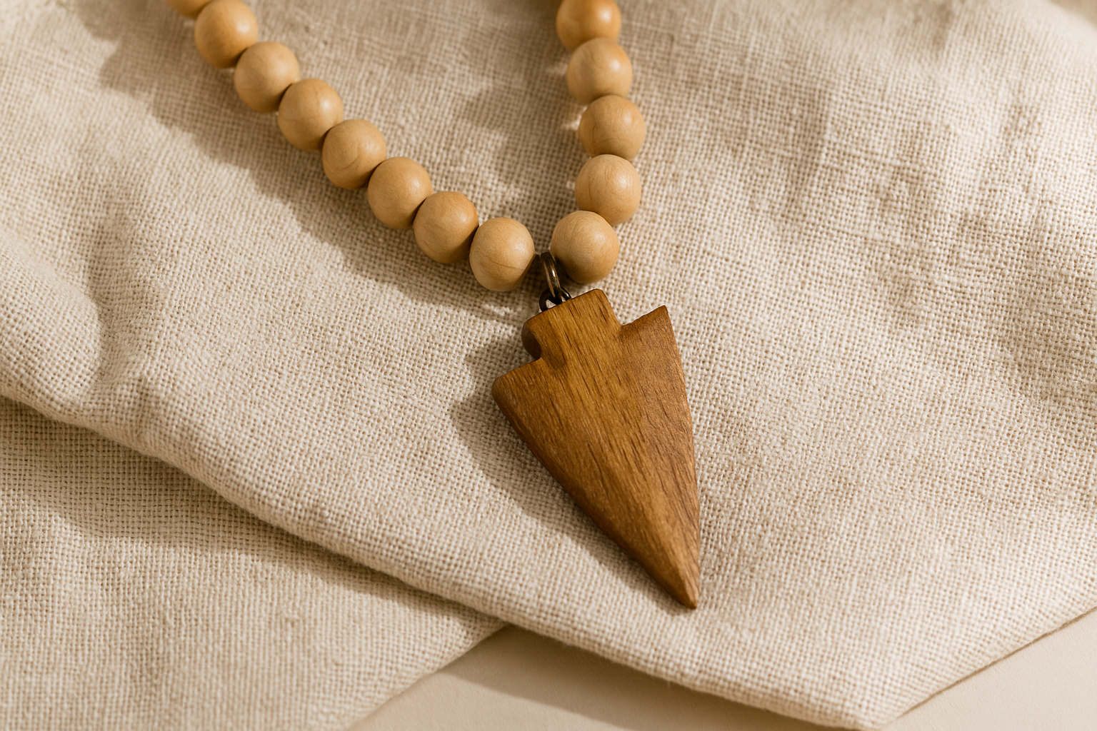 fabulina designs arrowhead wood bead pendant necklace